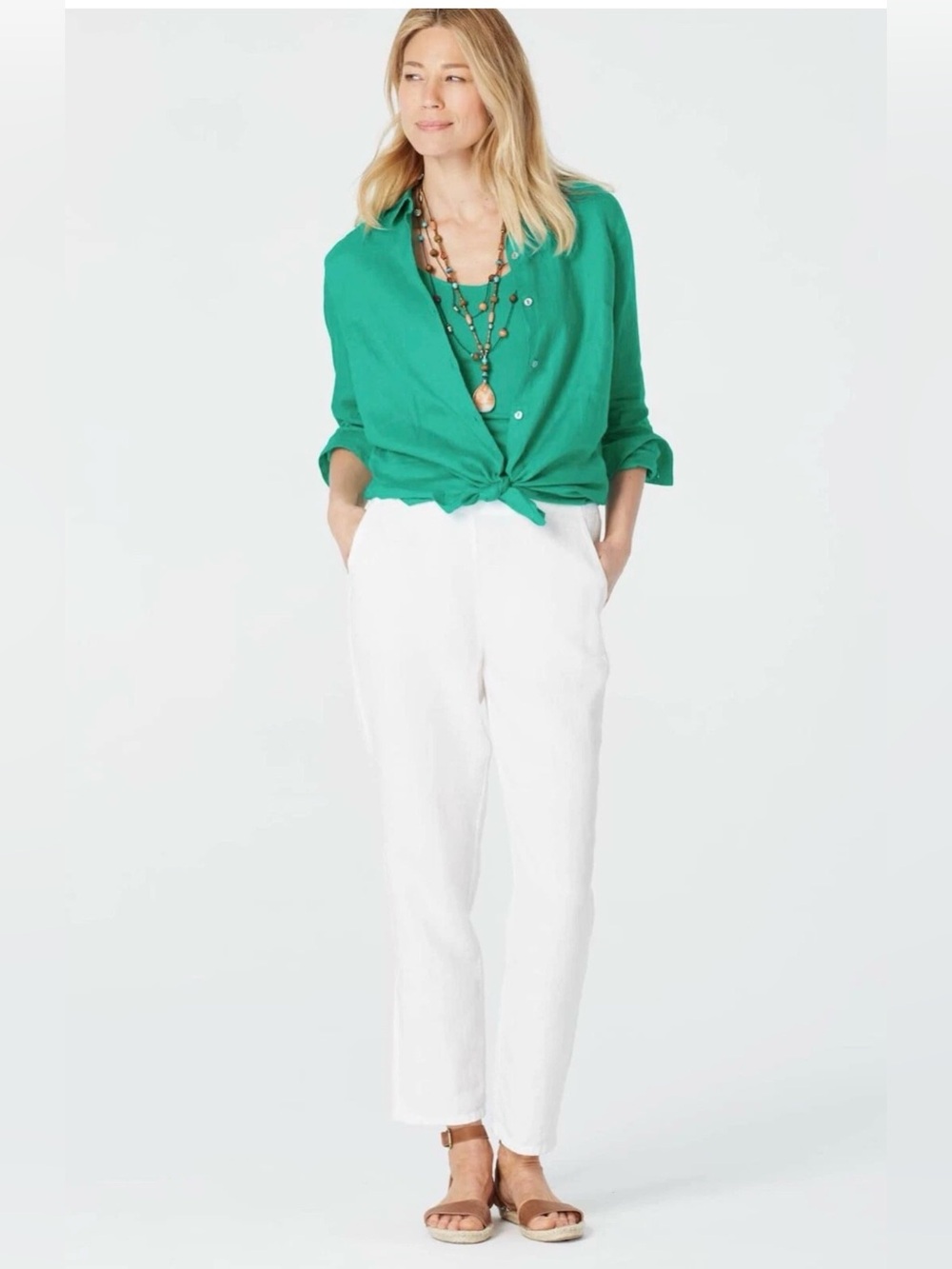 J.Jill 100% Silk Button Front Shirt Green Roll Tab Sleeve Petite Large L